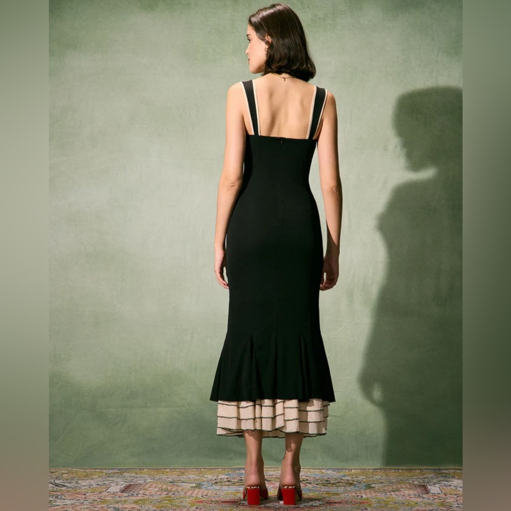 NWT RIHOAS The Black Sweetheart Neck Bodycon Slip Maxi Dress - Picture 5 of 8